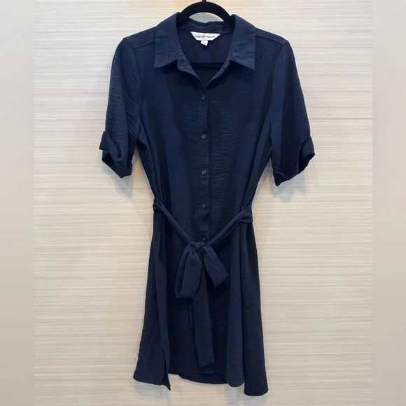 Magnolia Navy Blue size M Buttoned Shirt Dress with Notched Collar - Picture 1 of 7